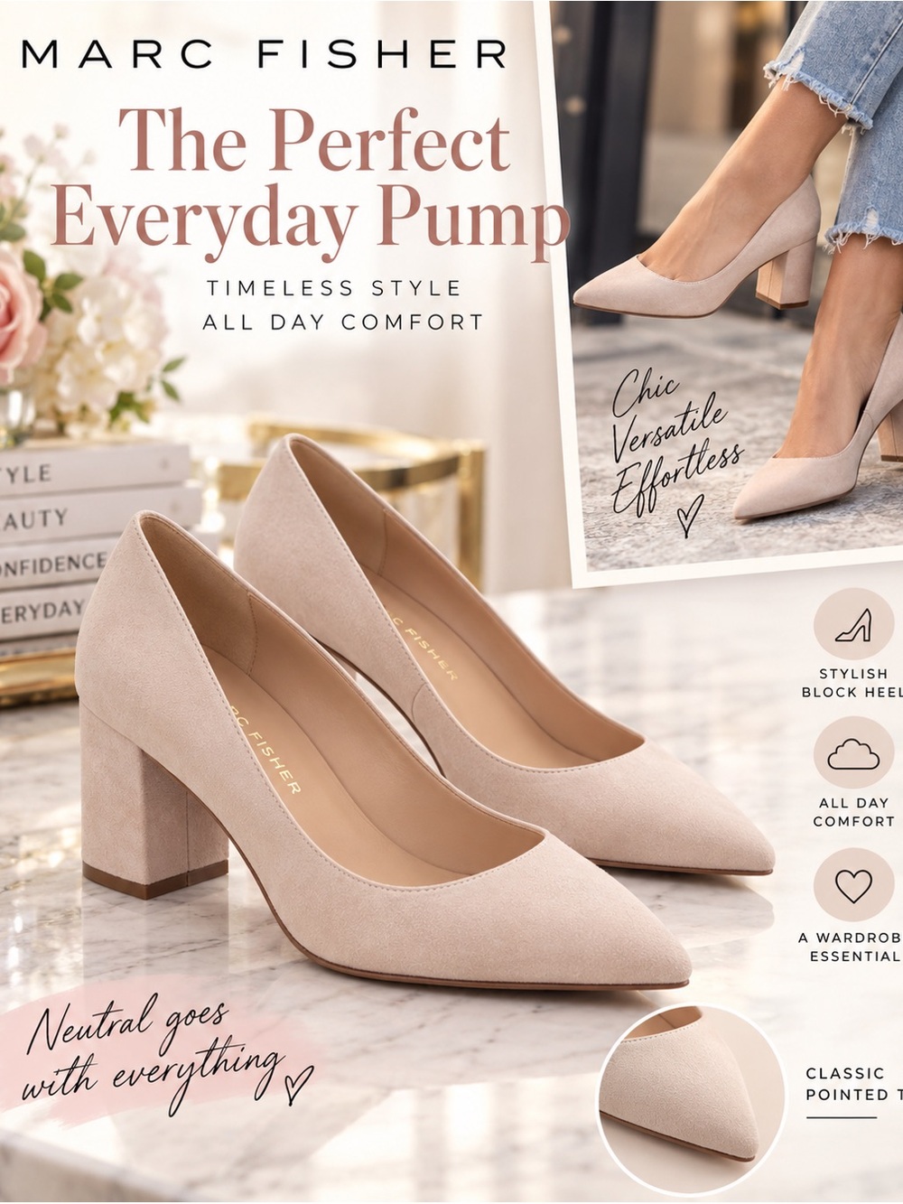 Marc Fisher light pink, light beige Block Heel Pumps
